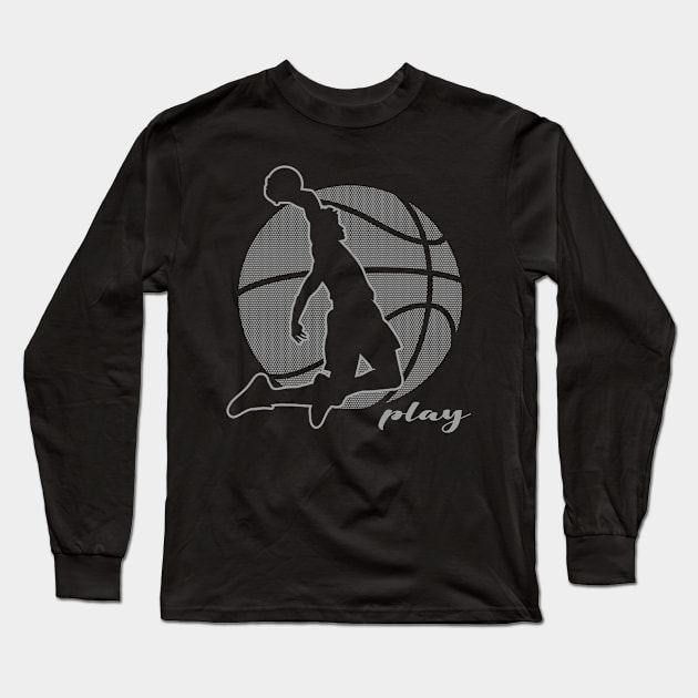 Basketball Player (monochrome) Long Sleeve T-Shirt by lents